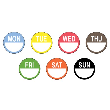 Nevs Dissolvable DaySpot Set - Monday thru Sunday 2 circle Assorted, PK7 DDOT-SET2W